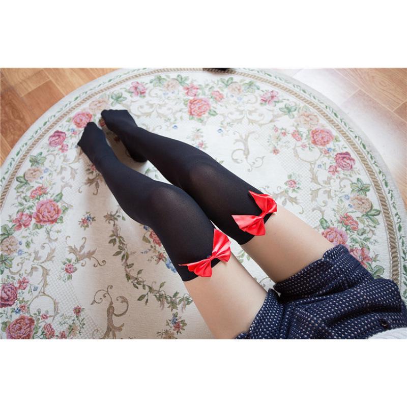 Velvet Bow Temptation Women's Over-the-Knee Lingerie Socks