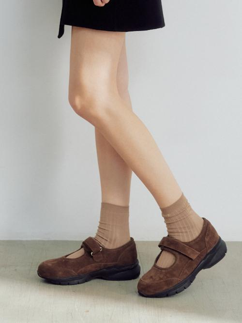 [Komorebi Museum] 2 Colors Handmade Cow Suede Mary Jane Sneakers KM300