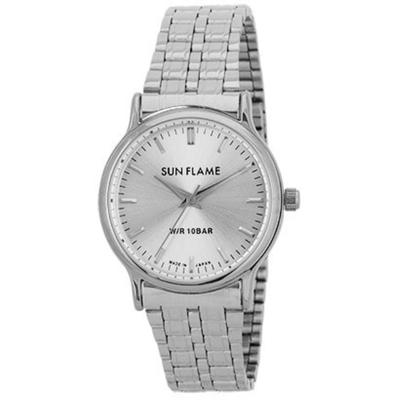 J-AXIS Men's MJG-X02-S (SUNFLAME Quartz Men's Sun Flame) Round Watch Silver Alloy Analog