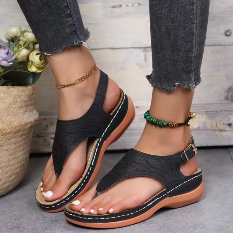 2 New Solid Color Embroidered Toe Women's Large Size Sandals Ladies Sandals