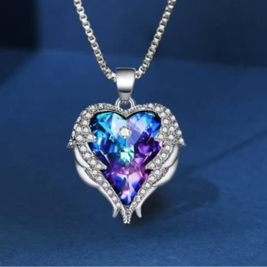 Fashion Ocean Heart Necklace Women's Personality Color Copper Clavicle Chain Inlay