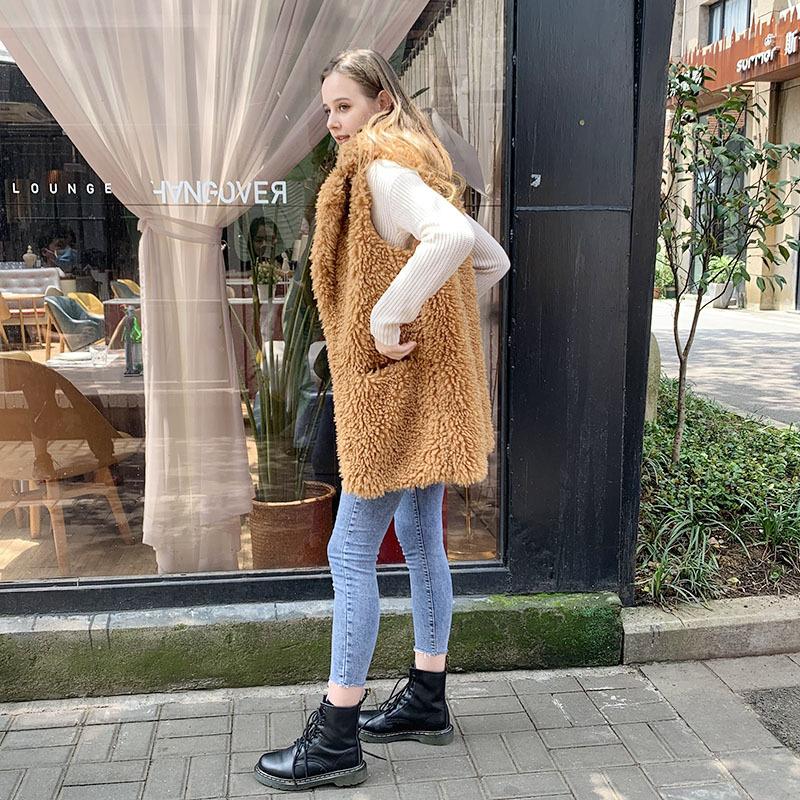 Autumn and Winter New Plush Suit Collar Vest Female Korean Version Student Imitation Fur Fur Vest Jacket Retro Style