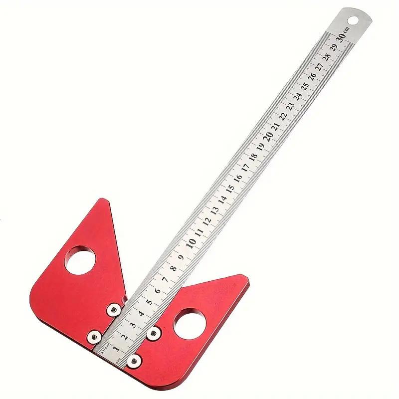 

45° Center Finder Square - Woodworking Line Marker & Scribing Tool (Durable, High-Precision Measuring Ruler) червоний