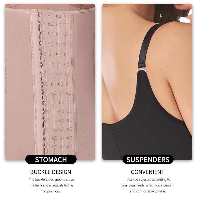 Plus Size European & American Shaping Bodysuit: Chest Support, Crotchless, Four-Row Hook, Strong Compression for Slimming