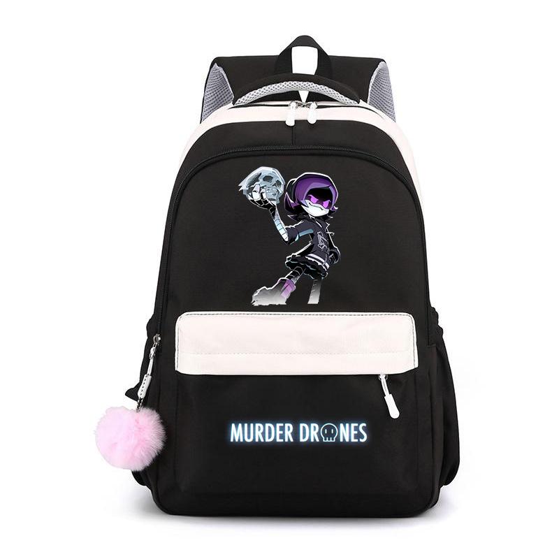 Murder Drones Backpack Teenager Daily Backpack Hot Anime High Capacity Rucksack Student Schoolbag Purple Bookbag Christmas Gift