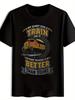 T-shirt Gear Teeth Train - Summer Short Sleeve Round Neck Casual Top with Toothed Gear & Train Wheel Print
