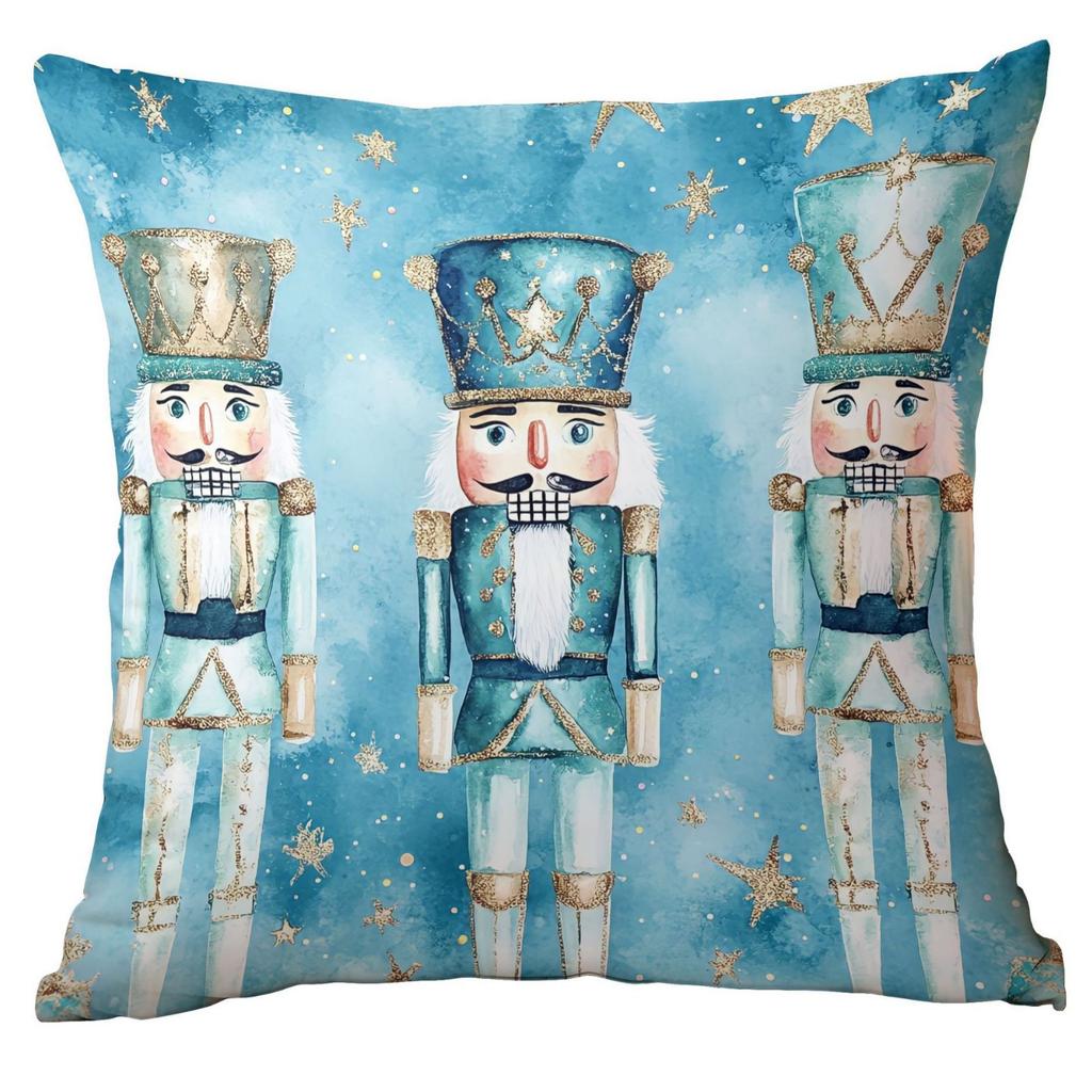 Neuer Weihnachts-Kissenbezug Zuhause Weihnachtsdekoration Kissen Blau Weihnachtskugeln Kiefer Schnee Szene