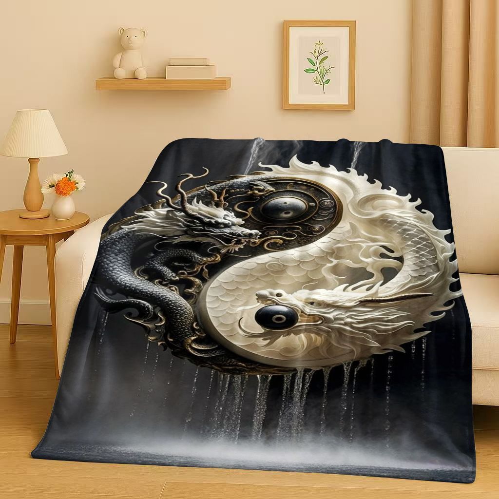 3D Yin Yang Chinese Tai Chi Eight Diagrams Natural Balance Art Flannel Blanket,Soft Plush Throw for Home Bedroom Bed Sofa Cover