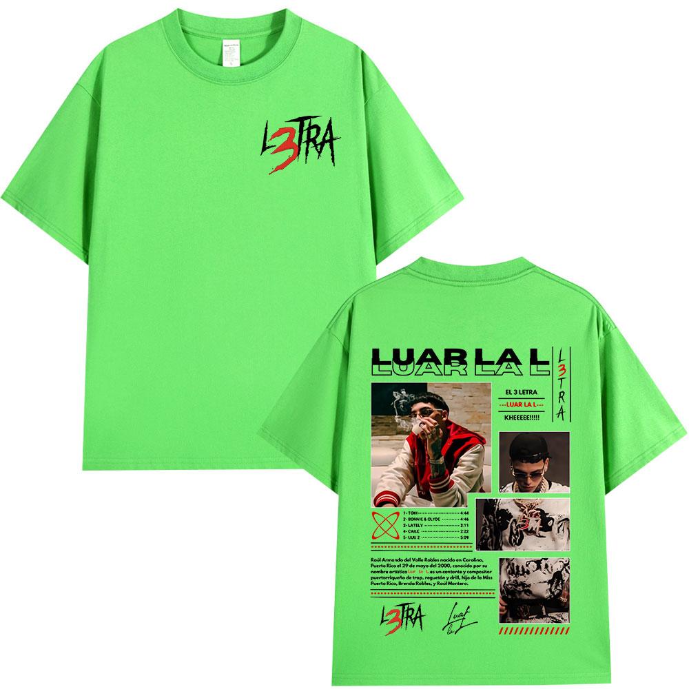 Rapper Luar La L Music Album L3tra T Shirts Unisex Unisex Hip Hop Fashion Short Sleeve Tshirts Vintage Oversized Tshirt Streetwear