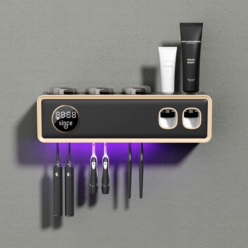 Smart Wall-Mounted Toothbrush Holder with UV Sterilizer, Toothpaste Squeezer, and Dryer