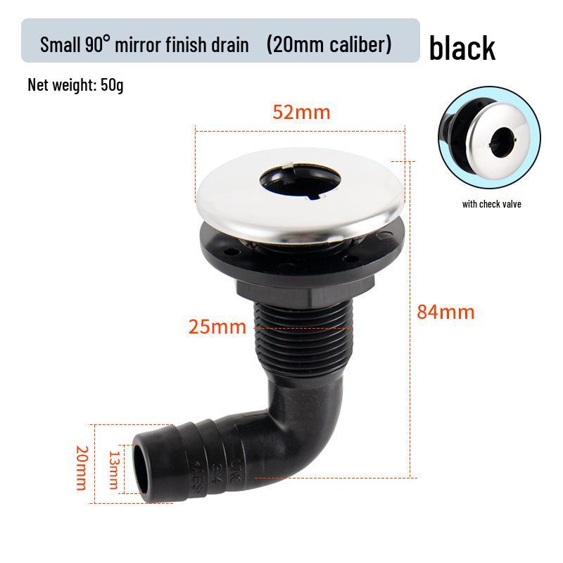 90° Marine Sewage Drain Outlet for Yacht Hull - Black/White