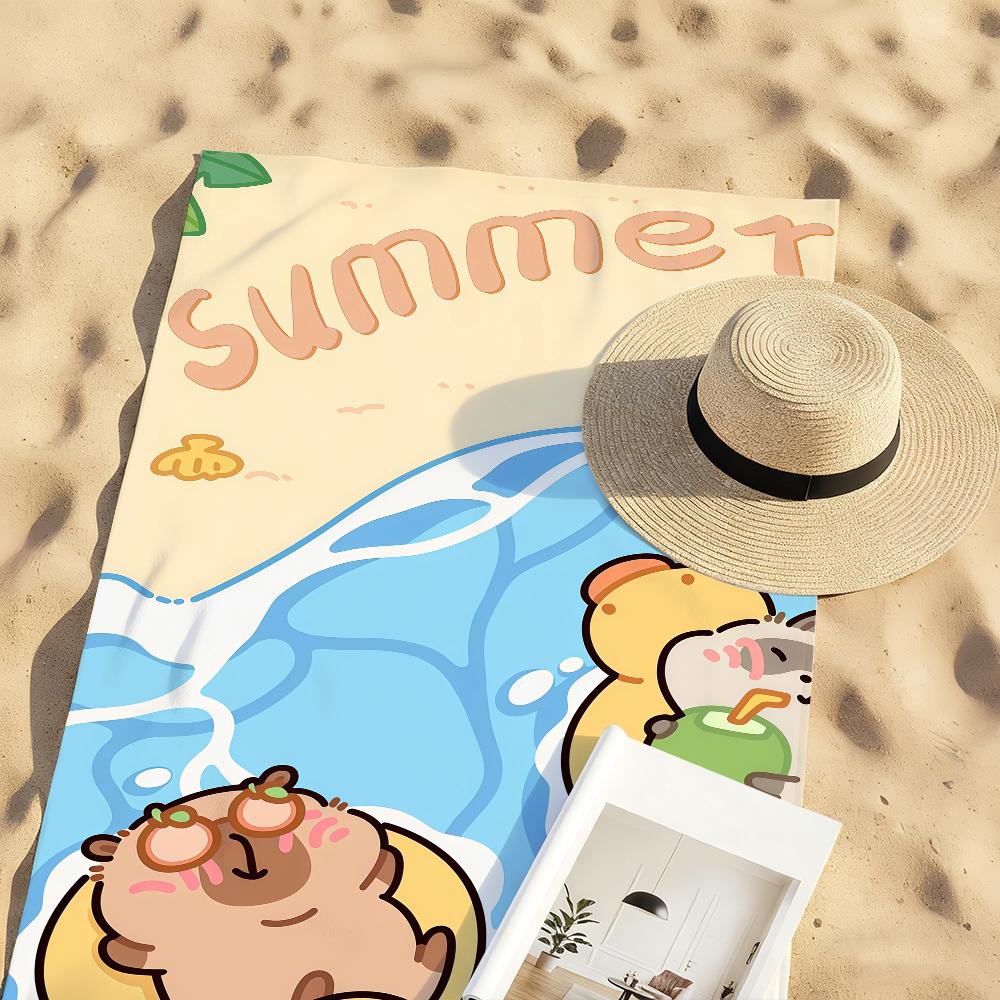 Cartoon Capybara Summer cute Towel Quick Drying Beach Towels Are Suitable For Swimming Pools Camping Yoga And The Gym