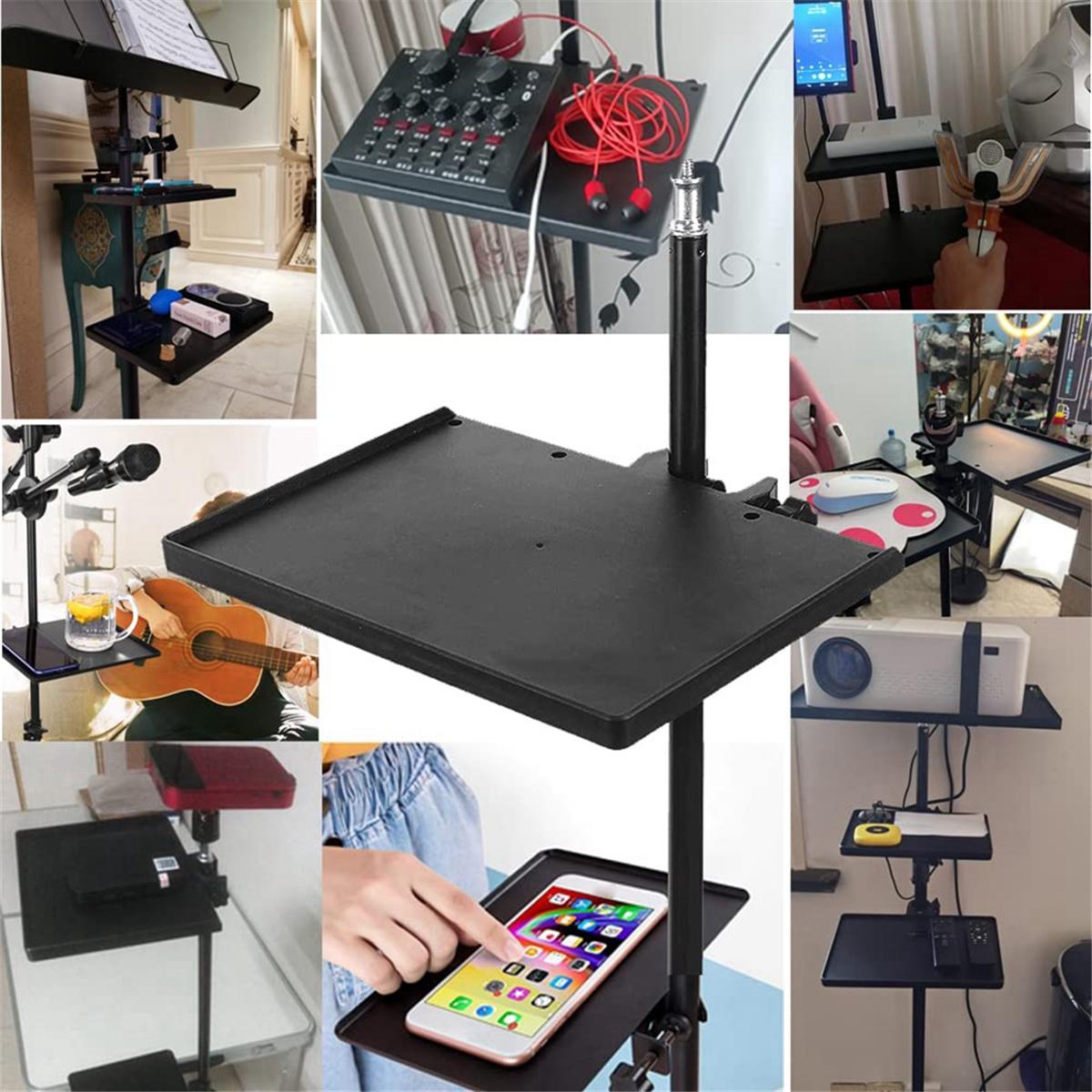 Microphone Stand Tray Mount Clamp on Rod Holders, Microphone Stand Desk with 24X17.5cm (Stand NOT Included) NONE