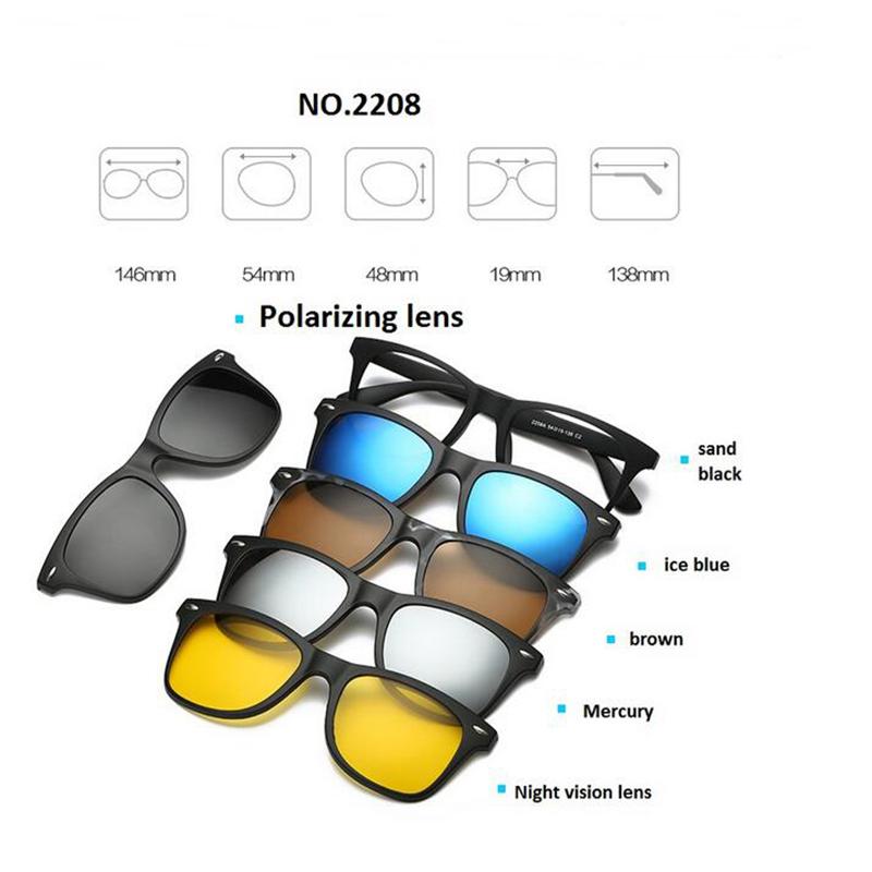 Retro 5+1 Polarizované Klipy na Brýle pro Krátkozrakost Rám Brýlí Pro Muže Ženy Pět Magnetických Sklíček Zrcadlové 0 -1 -1.5 -2 -2.5 -3 -3.5 -4.0