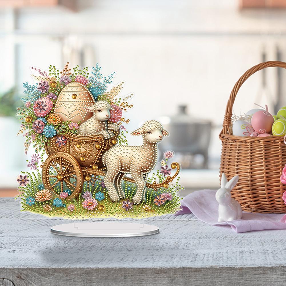 Acrylic Special Shape Easter Bunny Table Top Diamond Painting Ornament Kits Diamond Painting Desktop Decors for Adults Beginner