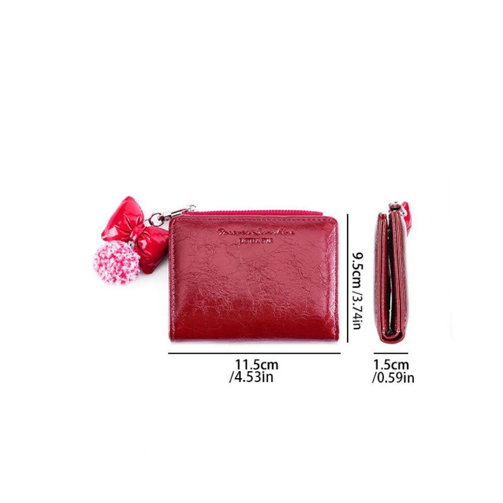 Korean Style Card Bag Bow Pendant Coin Pouch Retro PU Leather Card Holder Card Storage Bag