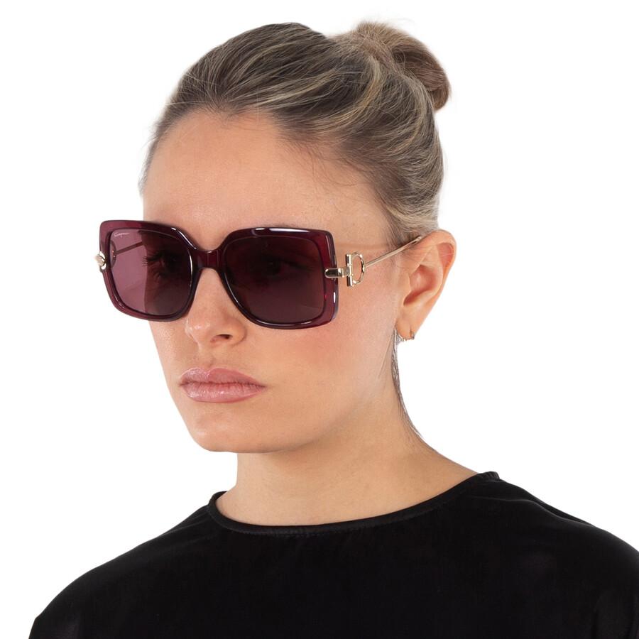 Salvatore Ferragamo Burgundy Square Ladies Sunglasses Sf913s 606 55