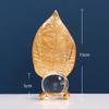 Non-slip Leaf Ball Ornaments Rust-proof Metal Leaf Crystal Ball Collectibles  Desktop