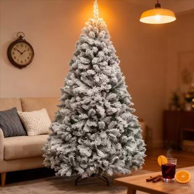 Artificial White Flocked Christmas Tree Snow Pine Decoration Tree for Holiday Party Mall Window Display and Home Winter Decor