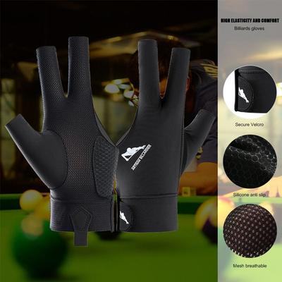 Guante Antideslizante de Tres Dedos Elástico Guantes de Entrenamiento de Billar Accesorios de Fitness