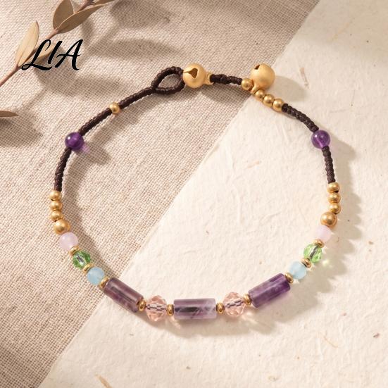 Handmade Decorative Wrist Jewelry Bohemian Bracelet for Women, Bamboo Joint Beaded Handwoven Ethnic Style Stackable Bracelet, Boho Summer Casual Daily