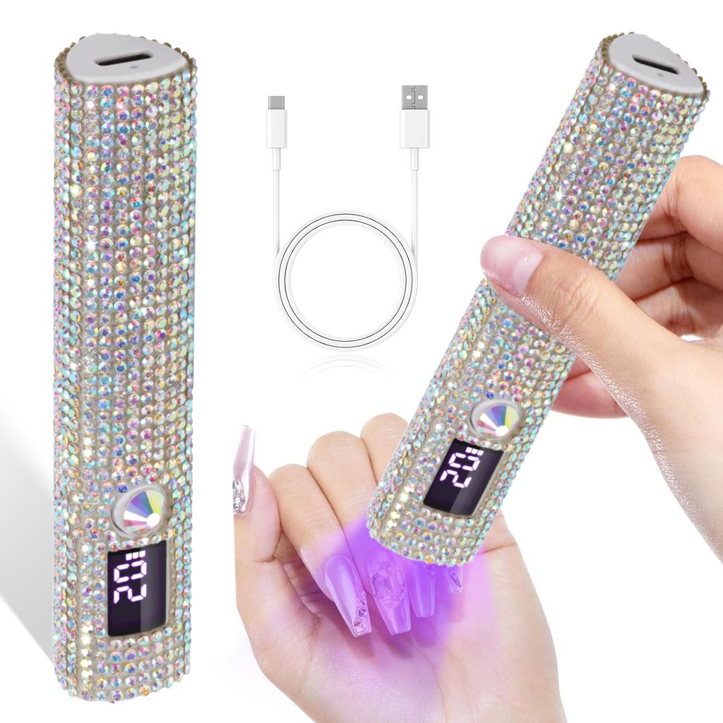 DianaBeauty Handheld Nail Lamp Portable Mini Nail Dryer with Rhinestone Rechargeable Lamp with 150mAh Battery Nail Salon Tools