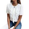 2026 New Women's Summer Ruffled Pleated Round Neck Short Sleeve Shirt Top
