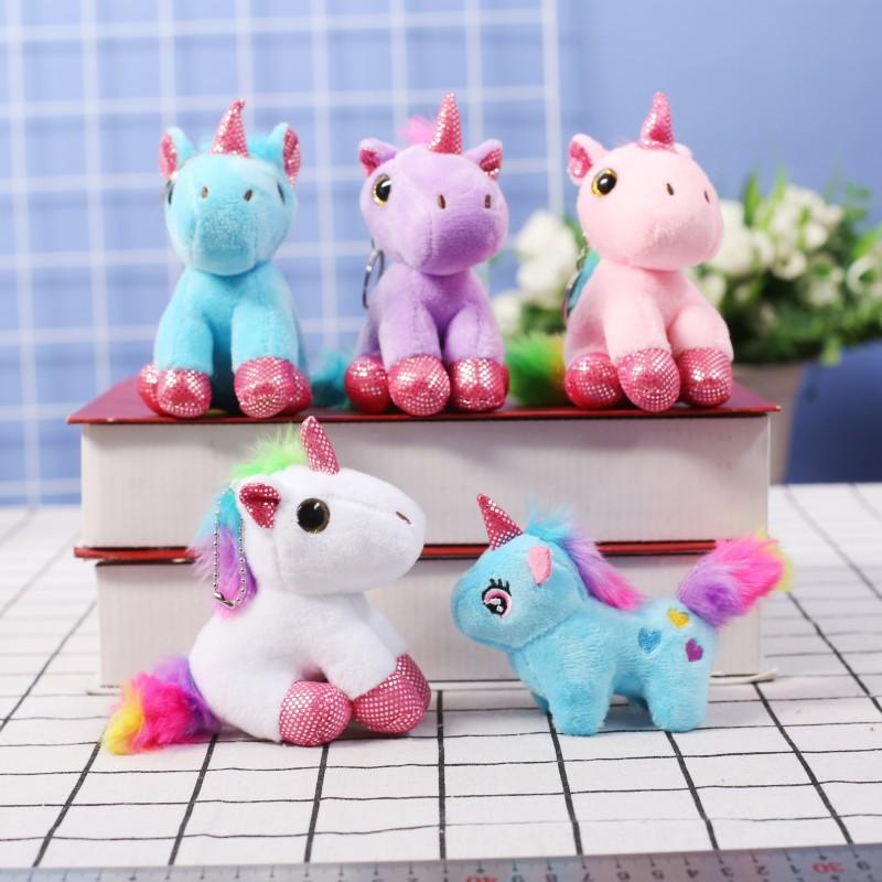 Candy Color Rainbow Unicorn Trendy Bags Street Stand Clothing Backpack Plush Toys Keychain Pendant