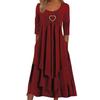 In Stock: 2026 Spring/Autumn European-American Waist-Cinching Casual Dress with Heart Detail and Tiered Hem