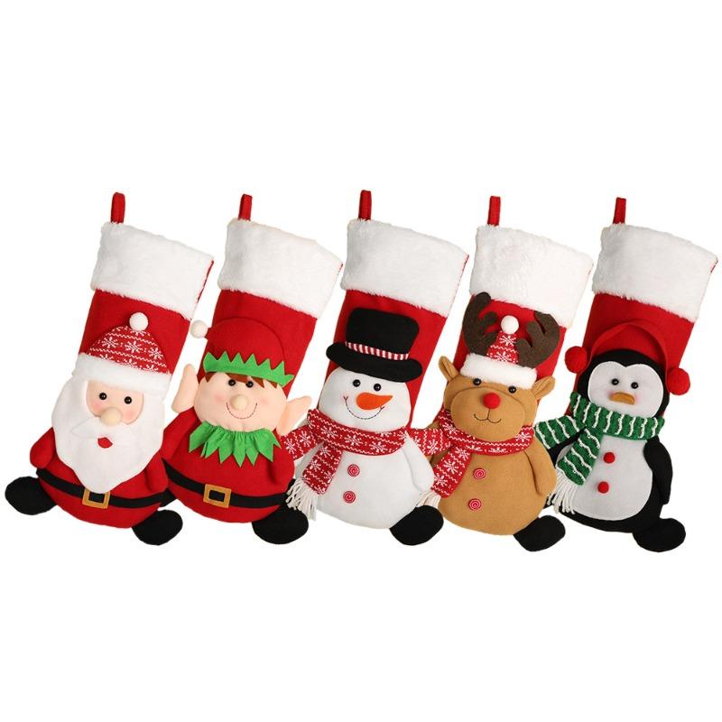 New Christmas stockings, cartoon old man snowman elk Christmas decorations, Christmas pendant gift bags