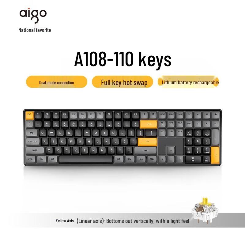 

aigo A108 Wireless/Wired Customizable Mechanical Keyboard