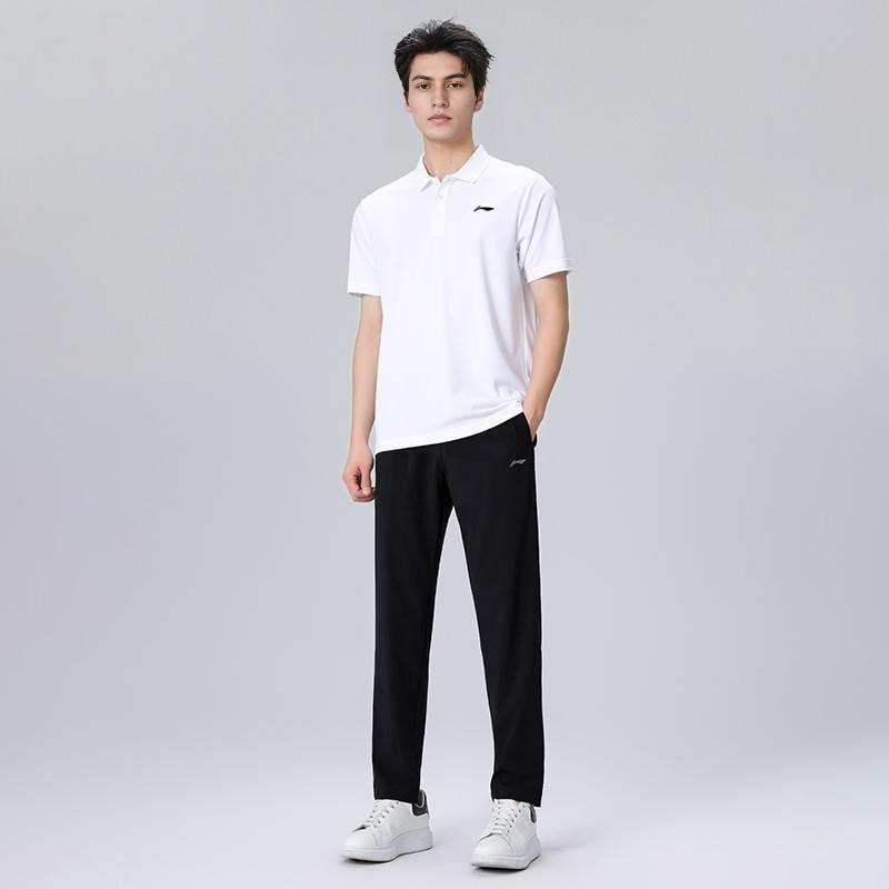 Li-Ning Loose Fit Pullover Short Sleeve Polo Shirt Mid Waist Thin Elastic Long Pants Casual Sports Set Unisex Sets APLU799-1+AYKT653-1