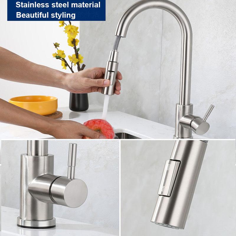Pull-out Kitchen Faucet Single Hole Tap Brushed/Black G1/2 Kitchen Faucet Black Surface Water Faucet Kitchen Sink Faucet