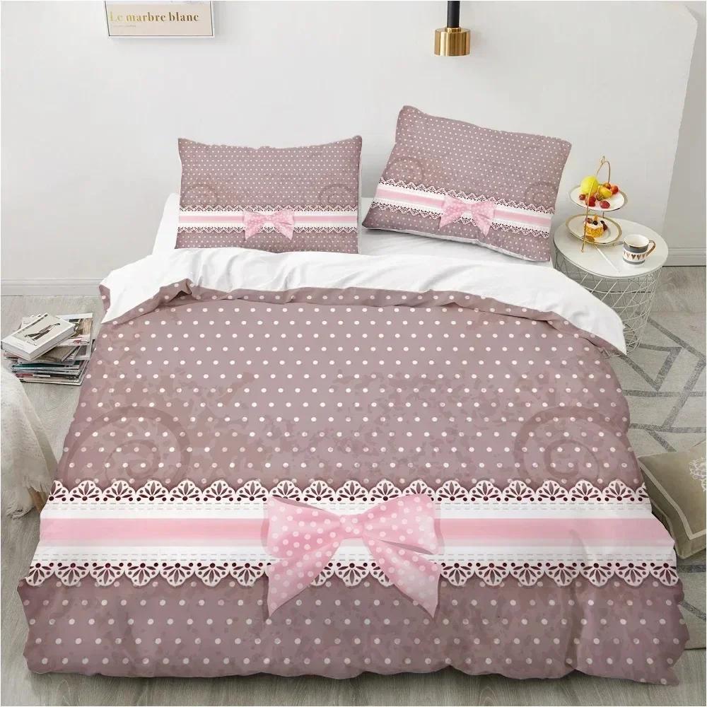 

Top For 3D Print Bow Pink Bedding Set Duvet Cover Bedroom Comforter Covers Single Twin King Size Quilt Cover Home Textile 70x133cm 2pcs