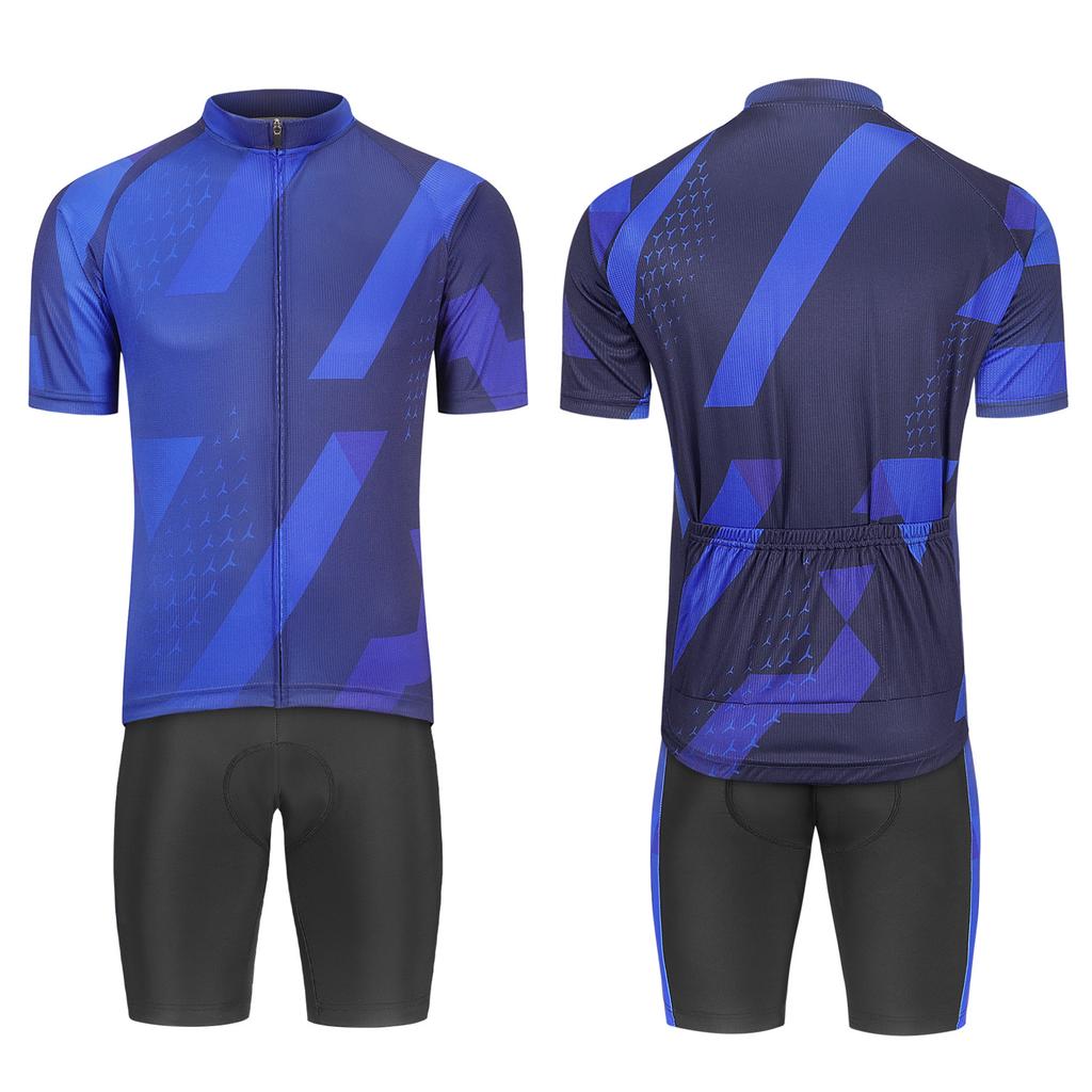 Men Breathable Quick Dry Comfortable Short Sleeve Jersey and Padded Shorts Cycling Clothing Set