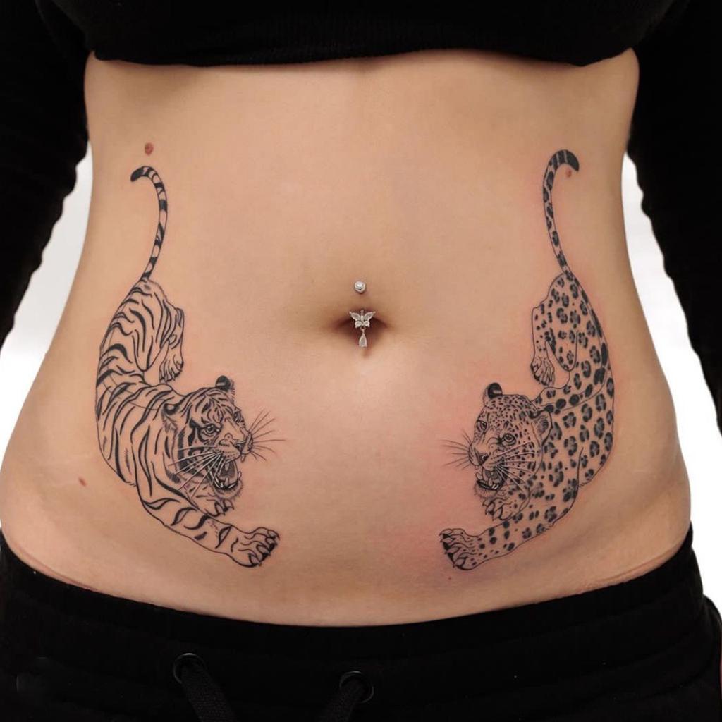 Advanced Sense Of Thorn Wings Ferocious Tiger Butterfly Small Picture Lines Finger Waist Belly Tattoo Sticker