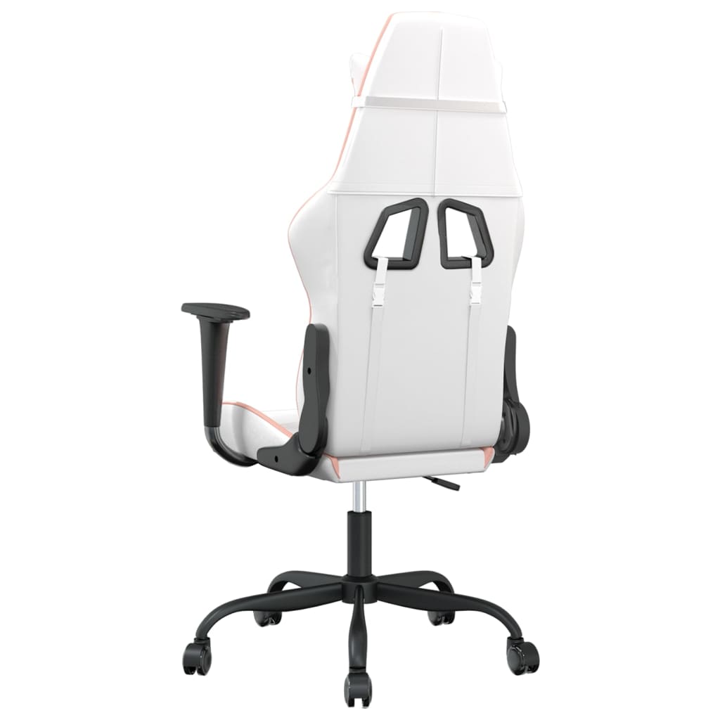 Gaming Chair In White and Pink Artificial Leather