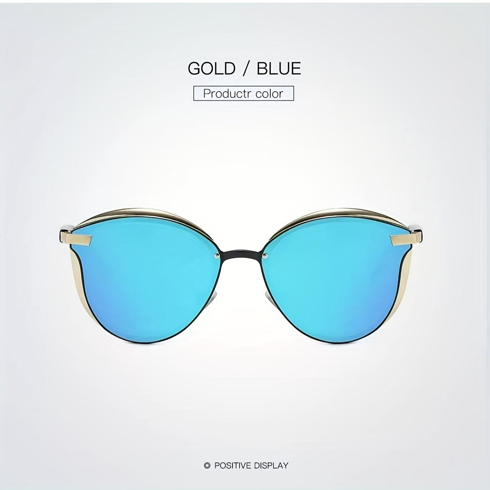 New Fashion Multi-Color Glasses - Stylish Blue & Golden Design Lightweight Zinc Alloy Frame Perfect For Summer & Commute