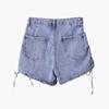Youthful Skinny Fashionable and Versatile Summer High Waist Elastic Wide Leg Slim Thin Pants Design Sense Side Folds Drawstring Denim Shorts Female