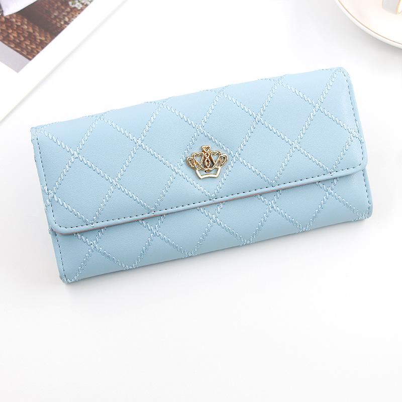 

New Women s Candy Color Long Wallet with Crown & Multi-Card Slots светло-синий
