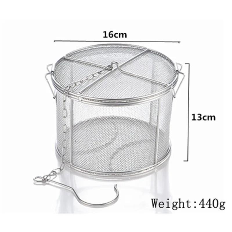 Big Stainless Steel Fine Mesh Strainer Gravy Soup Taste Spice Box Basket Brine Hot Pot Slag Separation Colander Strainers Basket