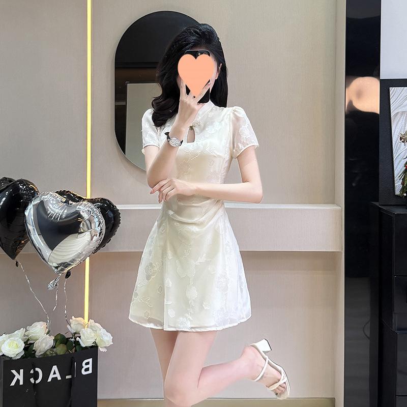 Small High-end Jacquard Improved Cheongsam Women's Waist A Character Temperament Design Sense New Chinese Style Dress