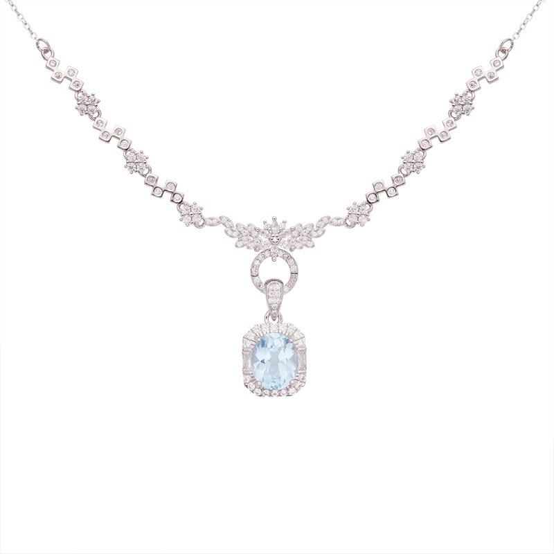 

Натуральный топаз Кулон Ожерелье Женское S925 Стерлинговое Серебро Цветной Сокровище Роскошный Набор Цепь Универсальная Застежка Xiaohongshu