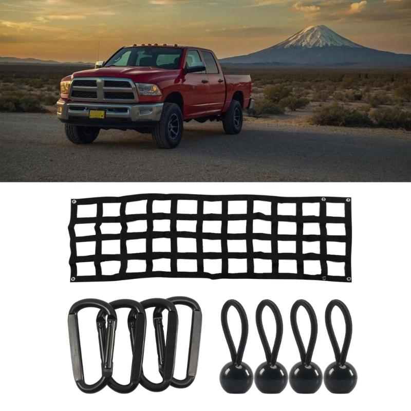 60x18in Tailgate Net for Pickup Truck Bed Heavy Duty Tailgate Cargo Netting Easy Installation Tailgate Mesh Black
