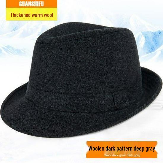 

Чоловіча вовняна джазова капелюх: Теплий зимовий та весняний циліндр для людей середнього та похилого віку Extra Large 60cm