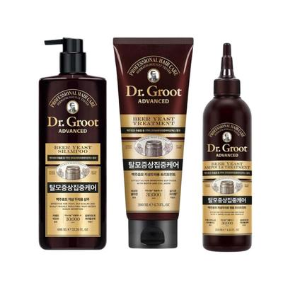 [Dr. Groot] Trattamento intensivo per la caduta dei capelli Shampoo funzionale al lievito di birra, trattamento e fiale per cuoio capelluto grasso