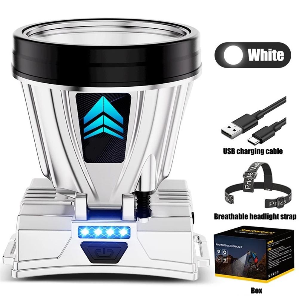 

Мощный светодиодный налобный фонарь, перезаряжаемый, 3 режима, с зумом, водонепроницаемый рабочий налобный фонарь для активного отдыха, пеших походов, кемпинга белый