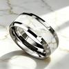 Modern Luxury White-Gray Inter-Golden Marble Texture Inlay Classic Stainless Steel Rings For Men Women Wedding Band Jewelry Gift