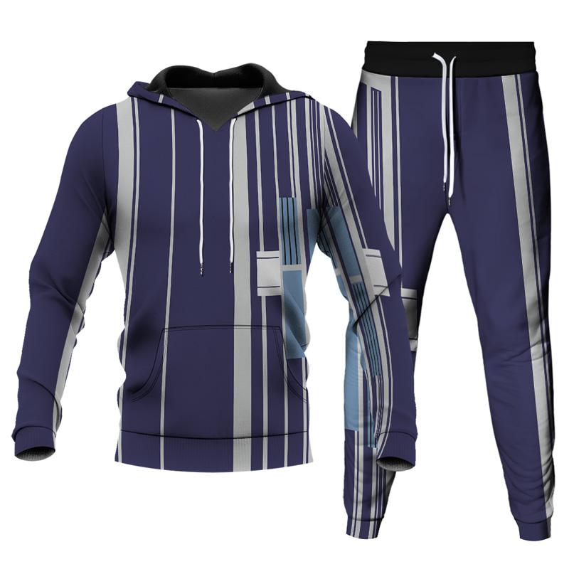 Pánské Jogging Kalhoty Mikina Patchwork Mikiny s 3D potiskem Kalhoty 2dílná sada Streetwear Běžné Teplákové Pánské Oversized S-6XL