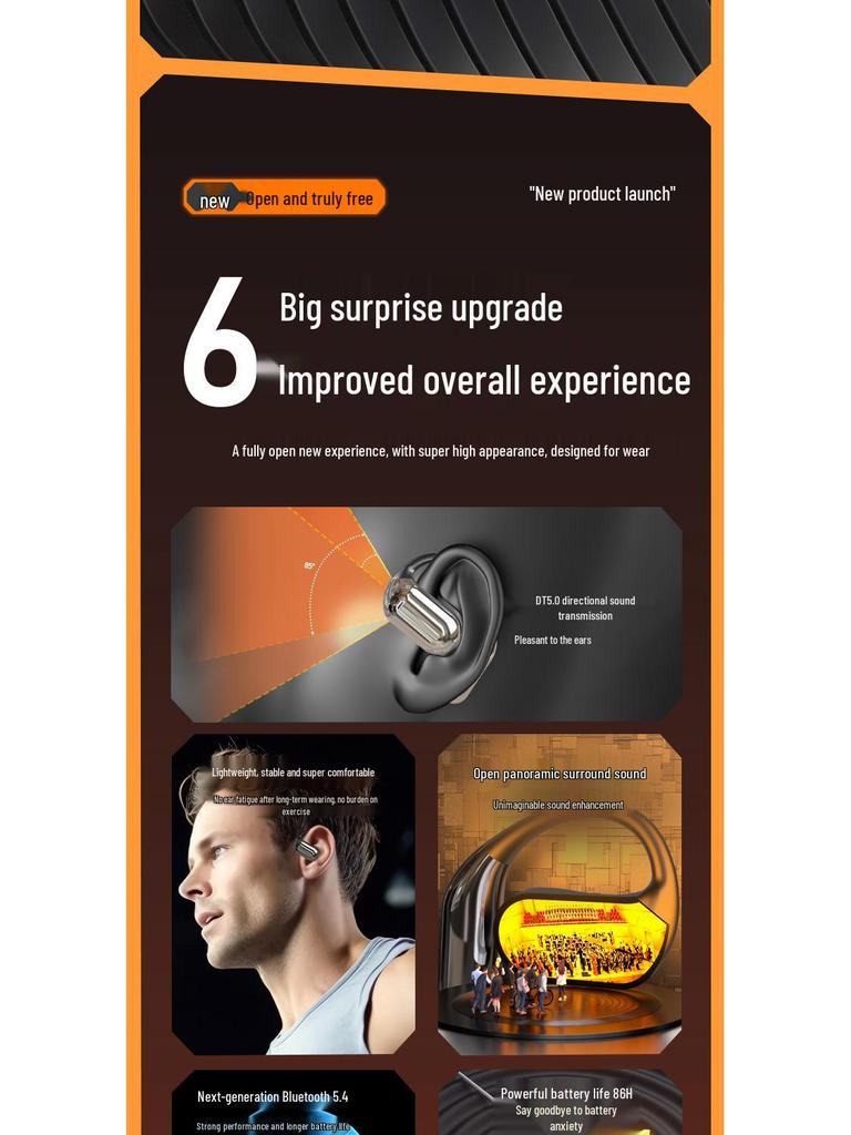 Q16 Open-Ear Bluetooth Earphones: AI-Enhanced, Wireless & In-Ear Design